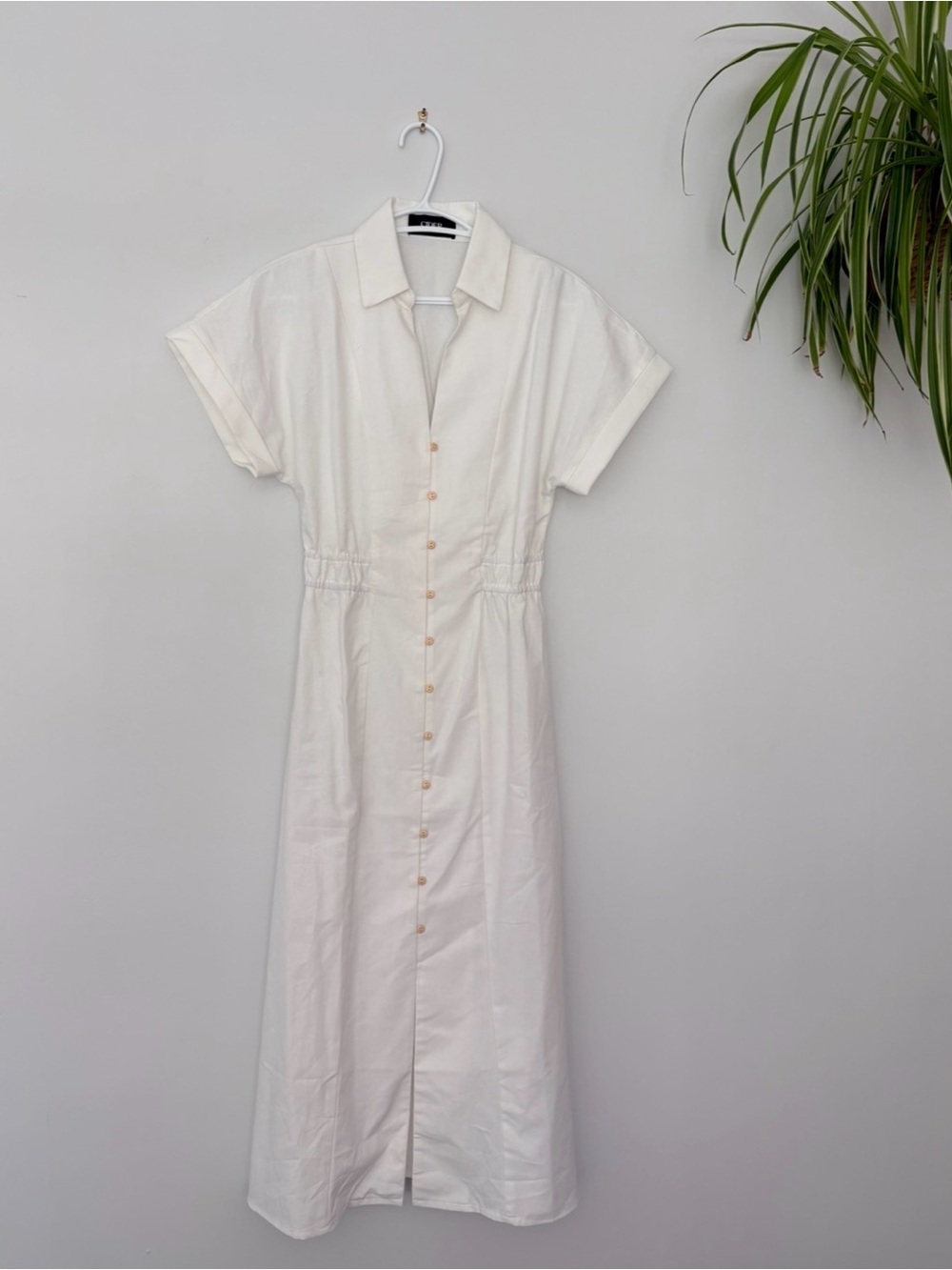 Classic White Button-Front Shirt Dress